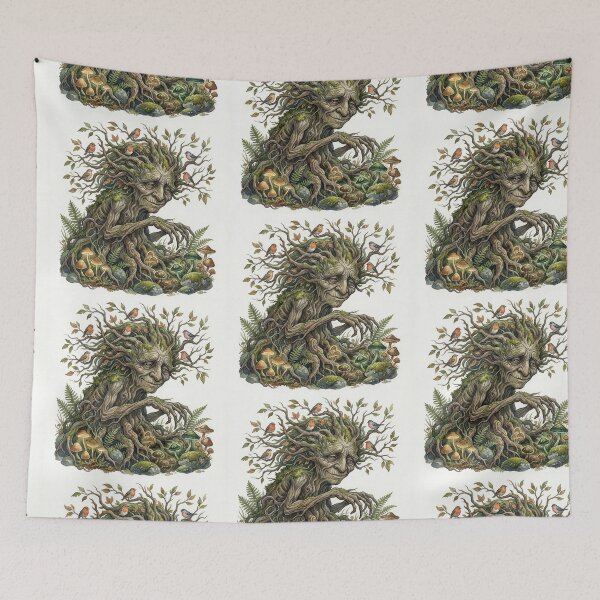 Item preview, Dryad Forest Spirit creature of folklore watercolor artwork illustration designed and sold by Vintage Designs +.