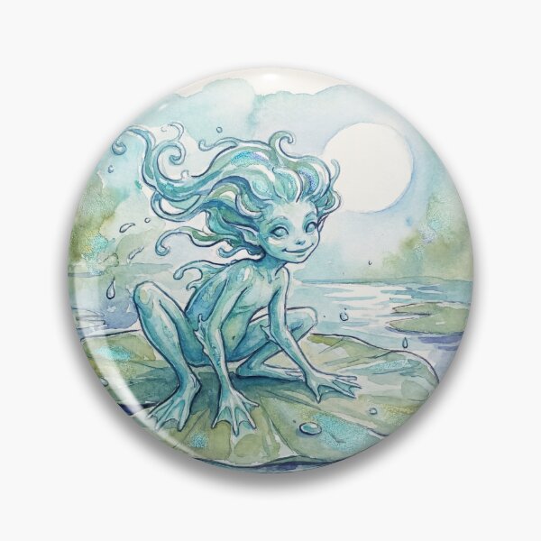 Item preview, Water Sprite creature of folklore watercolor artwork illustration designed and sold by Vintage Designs +.