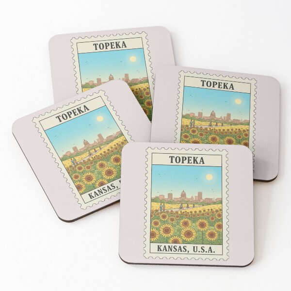 Item preview, Vintage Topeka Kansas Sunflower Field Stamp designed and sold by allaboutstamps.