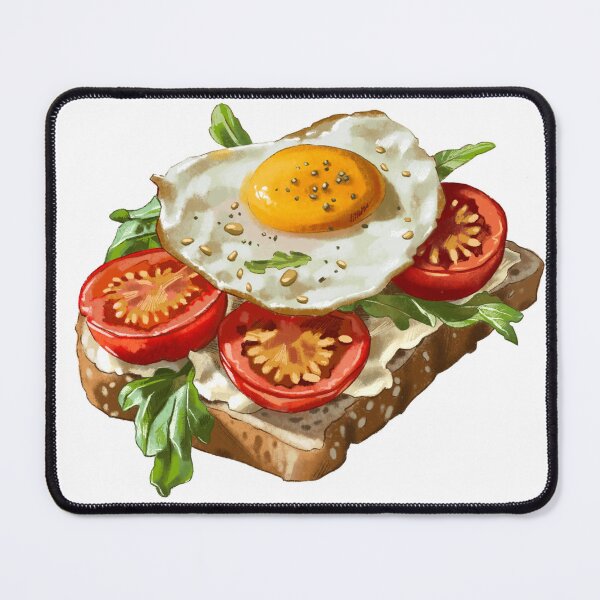 Item preview, Delicious open-faced sandwich with tomato, arugula, and fried egg on whole grain bread served for breakfast designed and sold by Ms. Iryna.