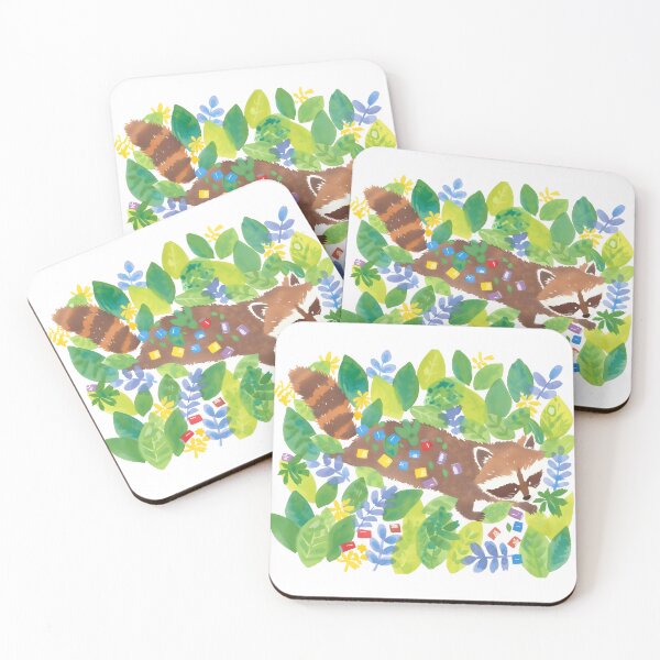 Item preview, Sleepy Raccoon, Raccoon with green plants designed and sold by xiao xuans.