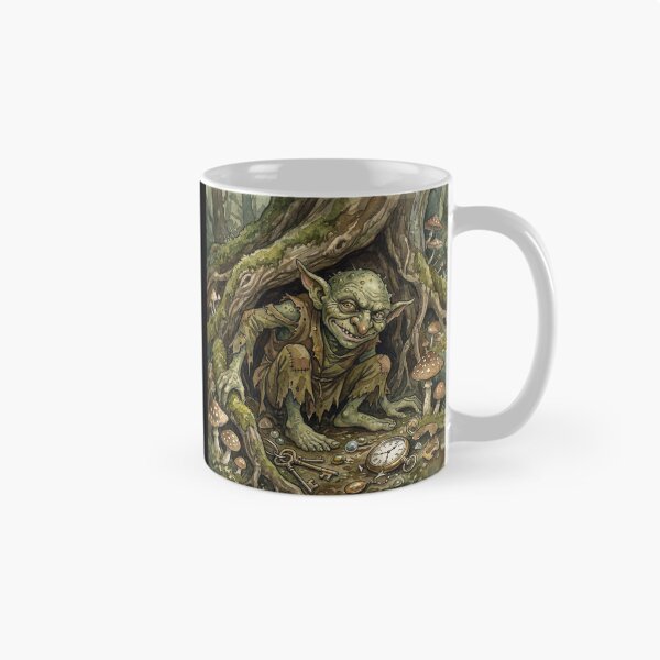 Item preview, Goblin Trinket Mischief creature of folklore watercolor artwork illustration designed and sold by Vintage Designs +.