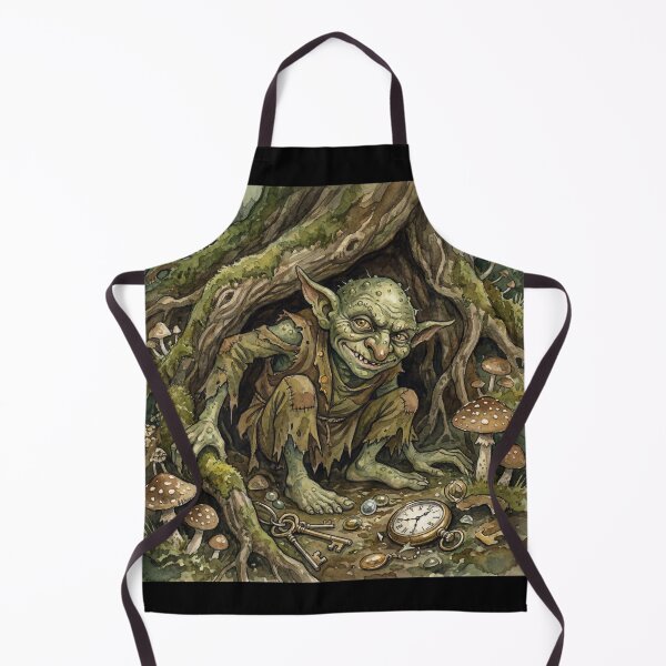 Item preview, Goblin Trinket Mischief creature of folklore watercolor artwork illustration designed and sold by Vintage Designs +.