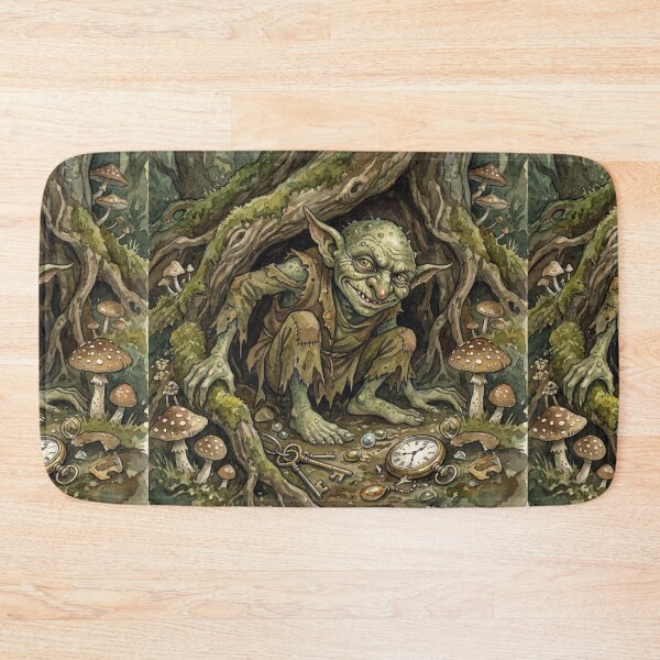 Item preview, Goblin Trinket Mischief creature of folklore watercolor artwork illustration designed and sold by Vintage Designs +.