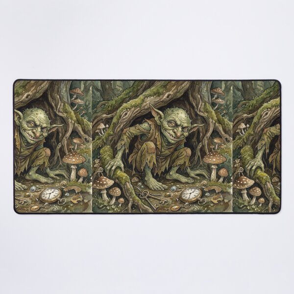 Item preview, Goblin Trinket Mischief creature of folklore watercolor artwork illustration designed and sold by Vintage Designs +.