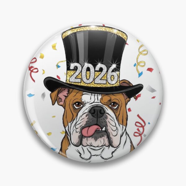 Item preview, Bulldog With New Year Hat designed and sold by PetJoyPrintsCO.