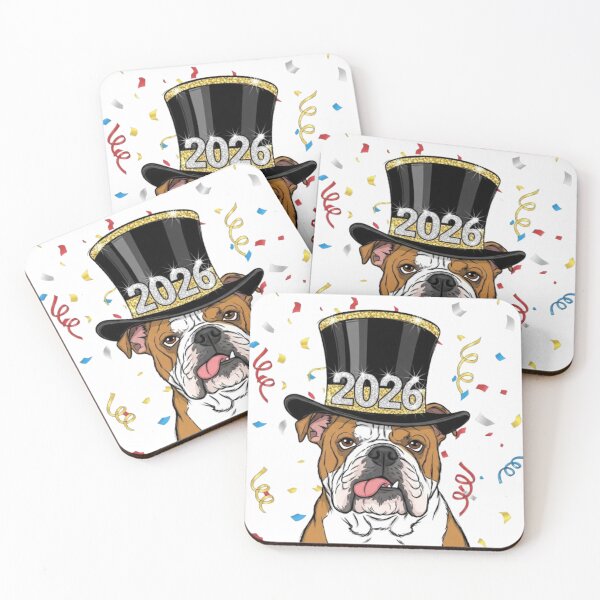 Item preview, Bulldog With New Year Hat designed and sold by PetJoyPrintsCO.