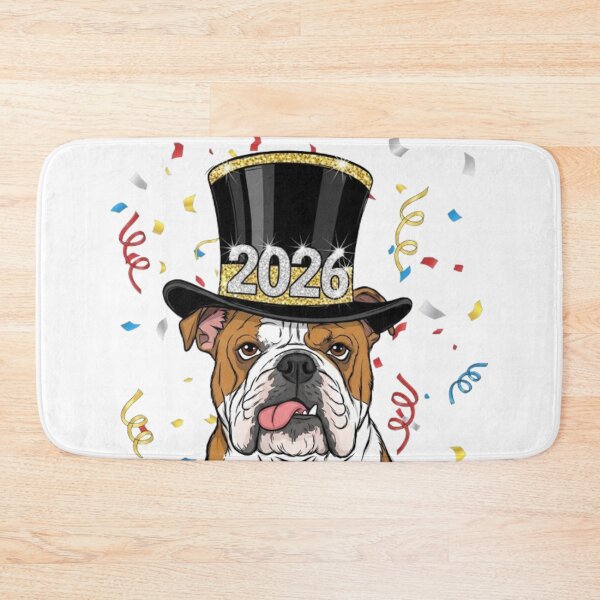 Item preview, Bulldog With New Year Hat designed and sold by PetJoyPrintsCO.
