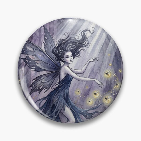 Item preview, Moonlit Moth Fairy creature of folklore watercolor artwork illustration designed and sold by Vintage Designs +.