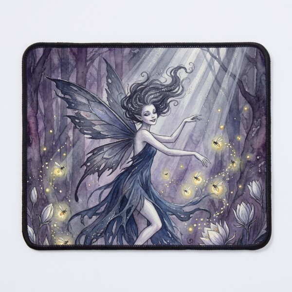 Item preview, Moonlit Moth Fairy creature of folklore watercolor artwork illustration designed and sold by Vintage Designs +.