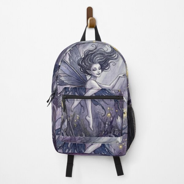 Item preview, Moonlit Moth Fairy creature of folklore watercolor artwork illustration designed and sold by Vintage Designs +.