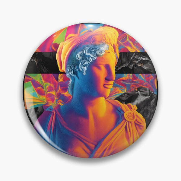 Item preview, Neon Greek Statue Psychedelic Classical Bust Surreal Vaporwave designed and sold by DrawHandArt.