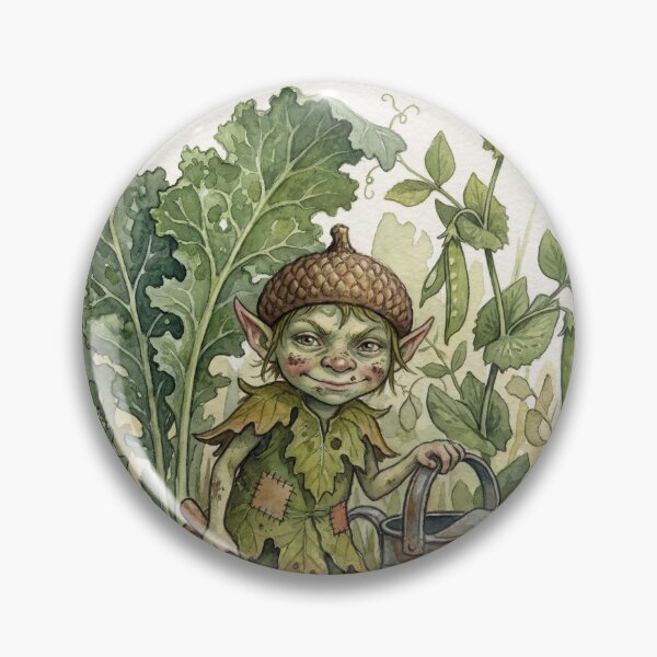 Item preview, Garden Pixie creature of folklore watercolor artwork illustration designed and sold by Vintage Designs +.