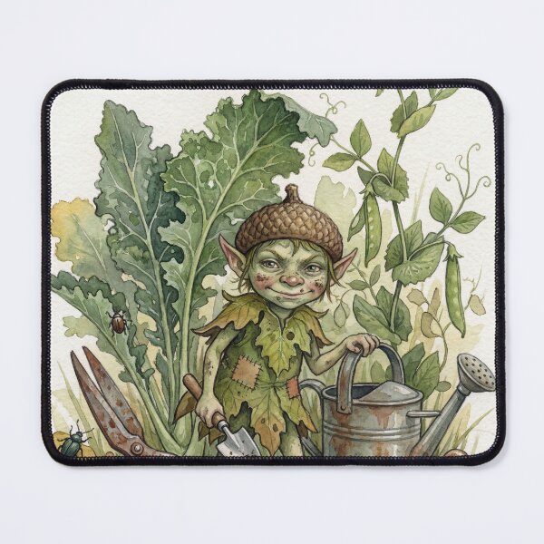 Item preview, Garden Pixie creature of folklore watercolor artwork illustration designed and sold by Vintage Designs +.
