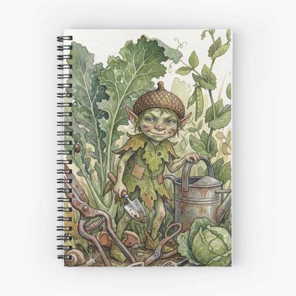 Item preview, Garden Pixie creature of folklore watercolor artwork illustration designed and sold by Vintage Designs +.