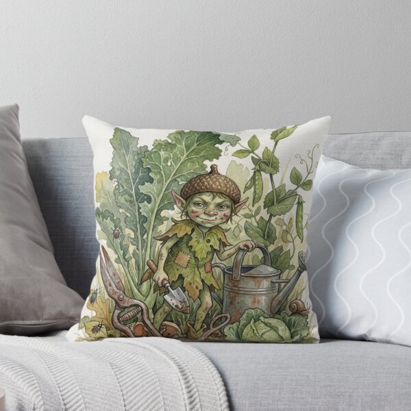 Item preview, Garden Pixie creature of folklore watercolor artwork illustration designed and sold by Vintage Designs +.