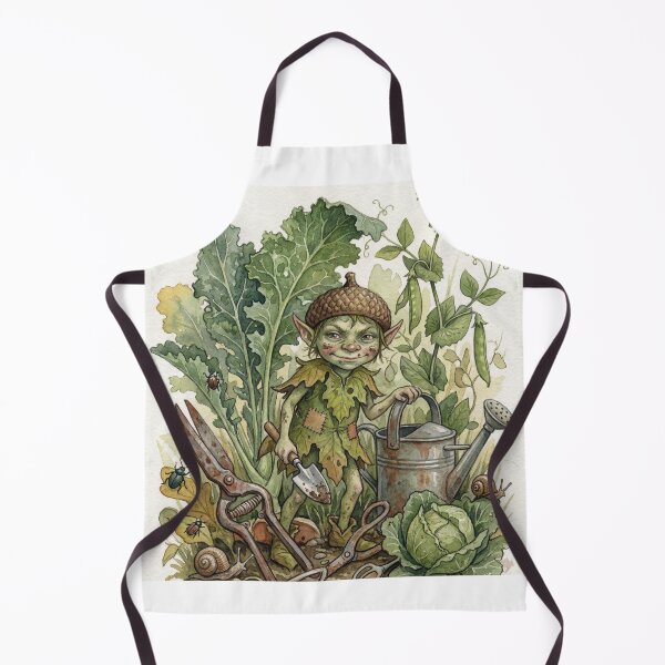 Item preview, Garden Pixie creature of folklore watercolor artwork illustration designed and sold by Vintage Designs +.