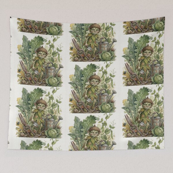 Item preview, Garden Pixie creature of folklore watercolor artwork illustration designed and sold by Vintage Designs +.