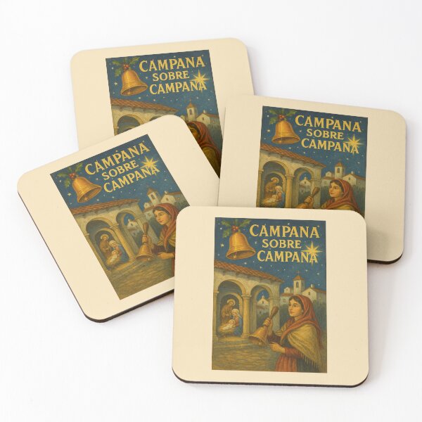 Aperçu de l'œuvre Campana Sobre Campana – Affiche de Noël espagnole vintage créée et vendue par Novel Works Studio.