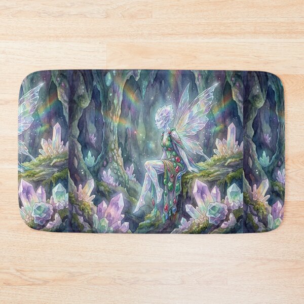 Item preview, Crystal Fairy Cave creature of folklore watercolor artwork illustration designed and sold by Vintage Designs +.