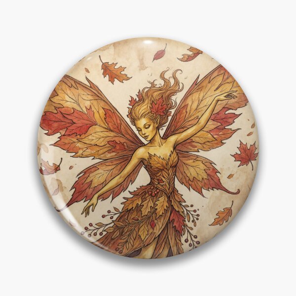 Item preview, Autumn Leaf Fairy creature of folklore watercolor artwork illustration designed and sold by Vintage Designs +.