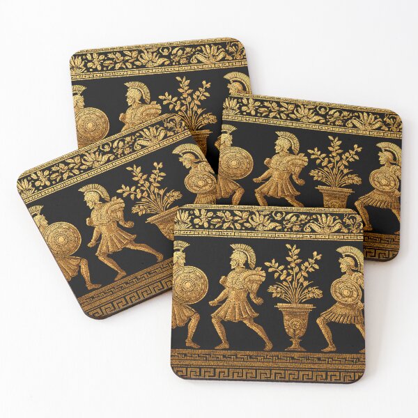 Item preview, Greek Warrior Duel Pattern – Black and Gold Myth Design designed and sold by daila70.