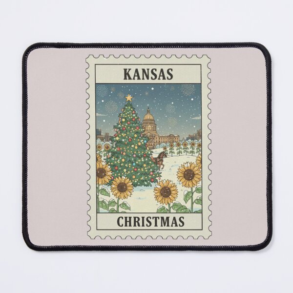 Item preview, Vintage Topeka Kansas Sunflower Christmas Stamp designed and sold by allaboutstamps.