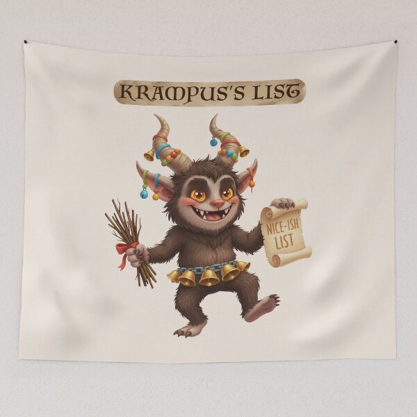 Item preview, Krampus Also has A List - Christmas Krampusnacht Folk Art Gift designed and sold by InkyGenies.