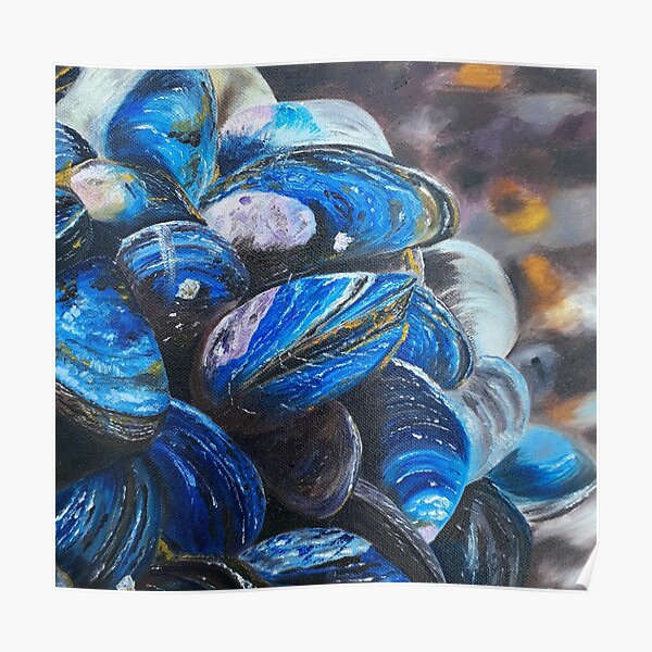 "Hairy Mussel Shells" Poster for Sale by MaggieMosleyArt Redbubble