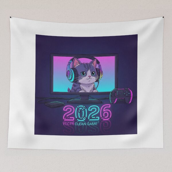 Item preview, Gamer Cat Welcoming 2026 designed and sold by PetJoyPrintsCO.