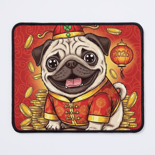 Item preview, New Year Lucky Pug designed and sold by PetJoyPrintsCO.