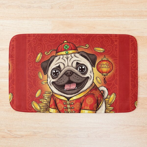 Item preview, New Year Lucky Pug designed and sold by PetJoyPrintsCO.