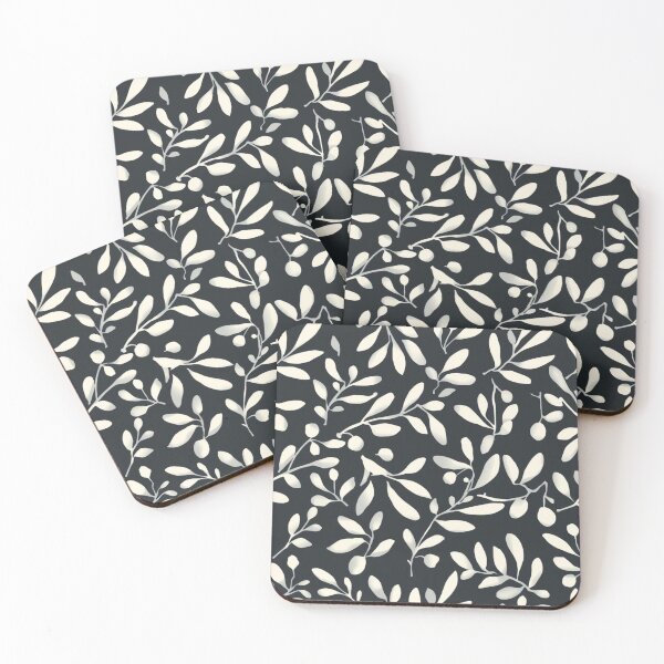 Item preview, Monochrome Botanical Pattern | Minimal Olive Leaves Seamless Design designed and sold by AM-little-shop.