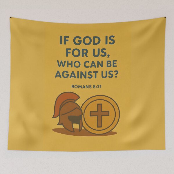 Item preview, Romans 8:31 Bible Quote with Spartan Helmet Design. designed and sold by loveandlightrb.