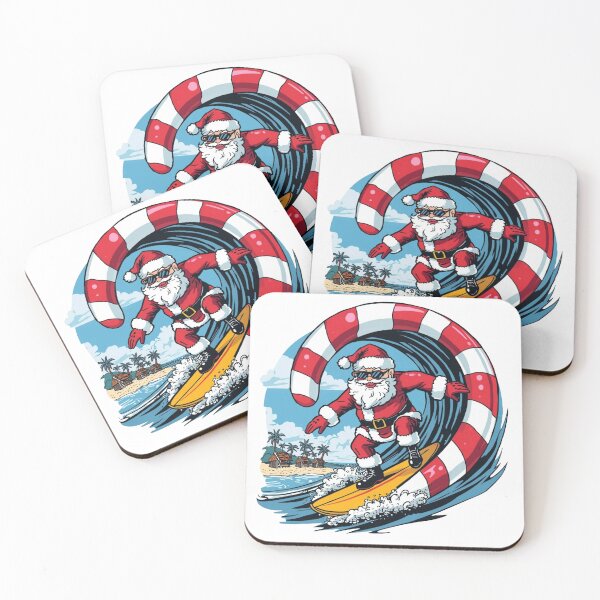 Item preview, Surfing Santa Riding a Candy Cane Wave designed and sold by MeluryPrints.