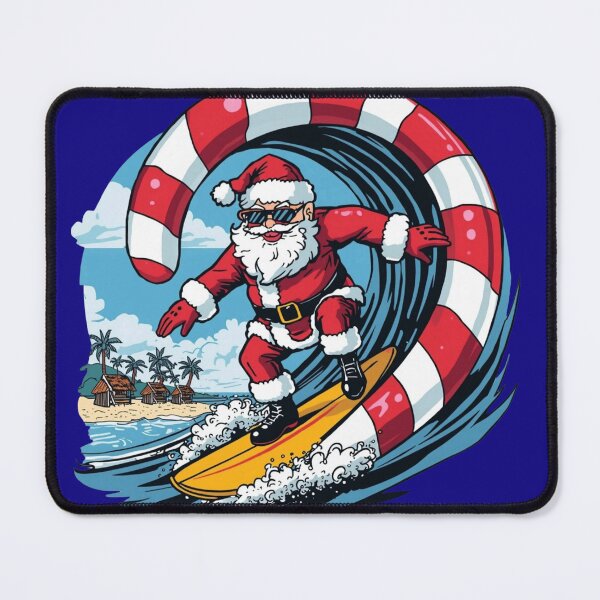 Item preview, Surfing Santa Riding a Candy Cane Wave designed and sold by MeluryPrints.