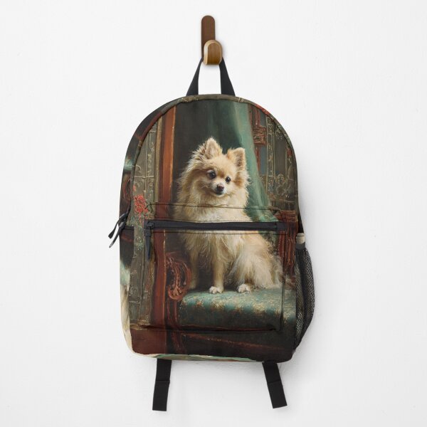 Item preview, A fluffy Pomeranian perched proudly in a Victorian-style interior, Dogs in Motion designed and sold by CDC40.