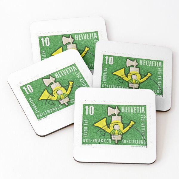 Item preview, Swiss Helvetia Switzerland Symbol Green Vintage Postage Stamp designed and sold by red-amber65.