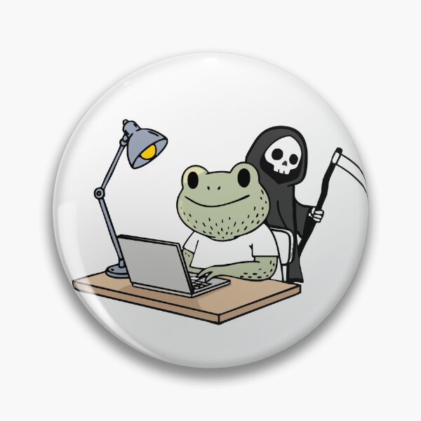 Item preview, Deadline Frog – Cute Dark Humor Computer Frog designed and sold by SOFT CHAOS CREATURE SHOP.