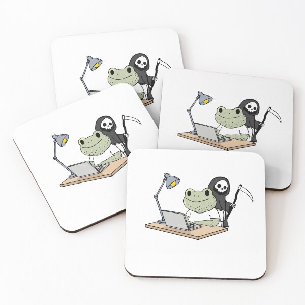 Item preview, Deadline Frog – Cute Dark Humor Computer Frog designed and sold by SOFT CHAOS CREATURE SHOP.