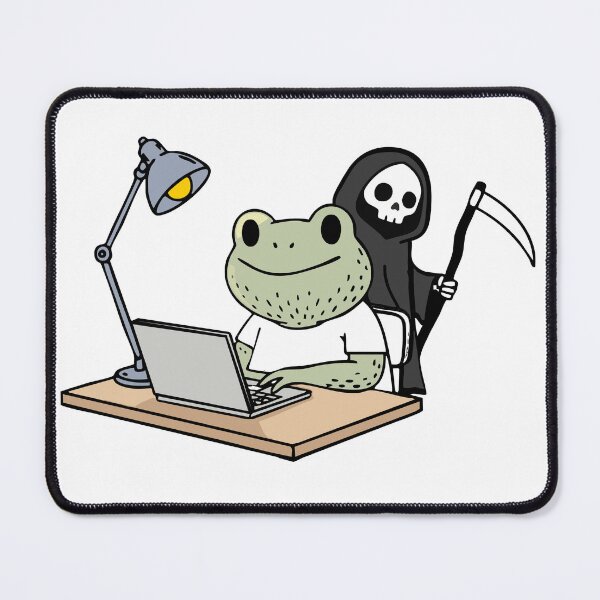 Item preview, Deadline Frog – Cute Dark Humor Computer Frog designed and sold by SOFT CHAOS CREATURE SHOP.