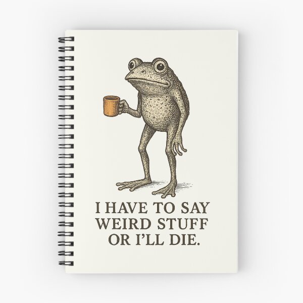 Item preview, I Have to Say Weird Stuff Or I'll Die Frog Drinking Coffee designed and sold by msmeylin.
