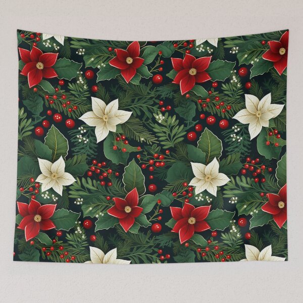 Item preview, Cute Christmas Berries White Flower Pattern - Christmas  designed and sold by RoyalStarsPatts.