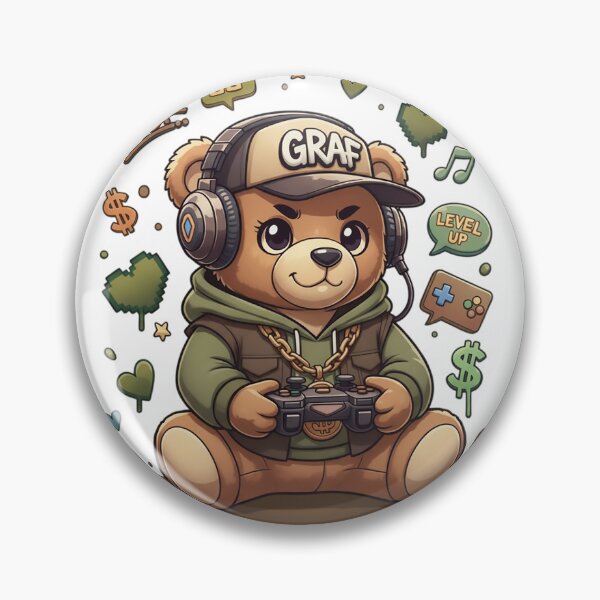 Item preview, Cozy Graffiti Bear Gamer Character designed and sold by newvisionart191.