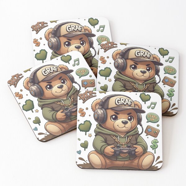 Item preview, Cozy Graffiti Bear Gamer Character designed and sold by newvisionart191.