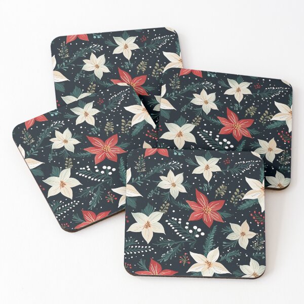 Item preview, Christmas White Red Flower Pattern with Berries - Christmas  Flower designed and sold by RoyalStarsPatts.