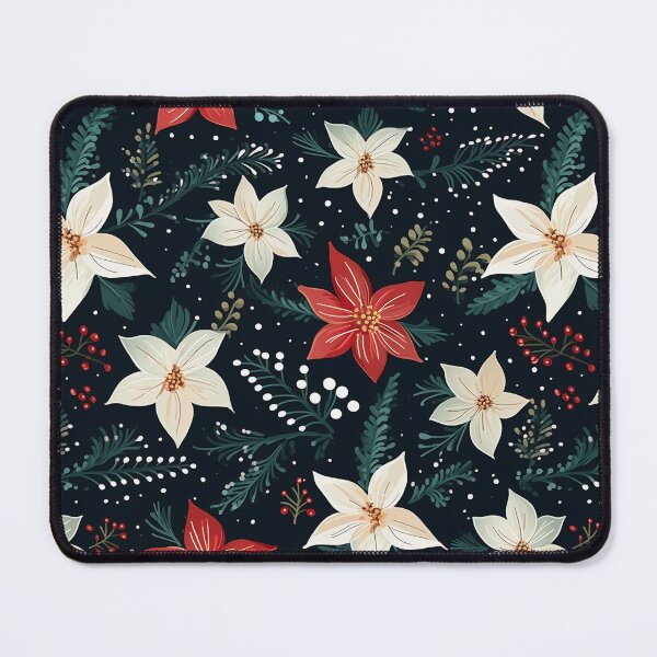 Item preview, Christmas White Red Flower Pattern with Berries - Christmas  Flower designed and sold by RoyalStarsPatts.