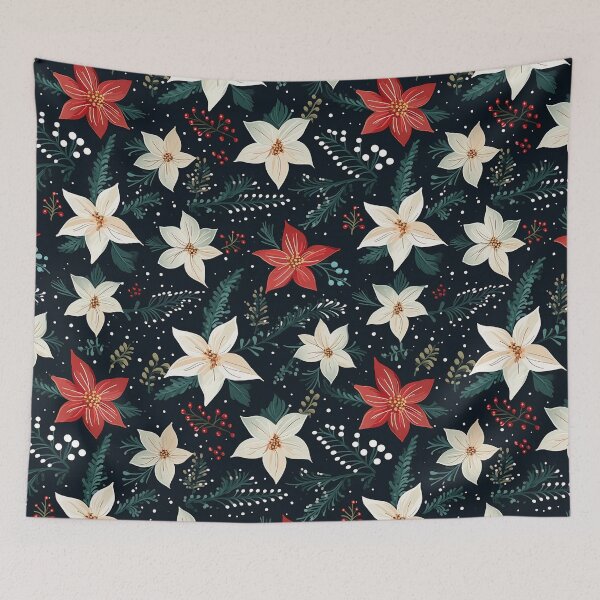Item preview, Christmas White Red Flower Pattern with Berries - Christmas  Flower designed and sold by RoyalStarsPatts.