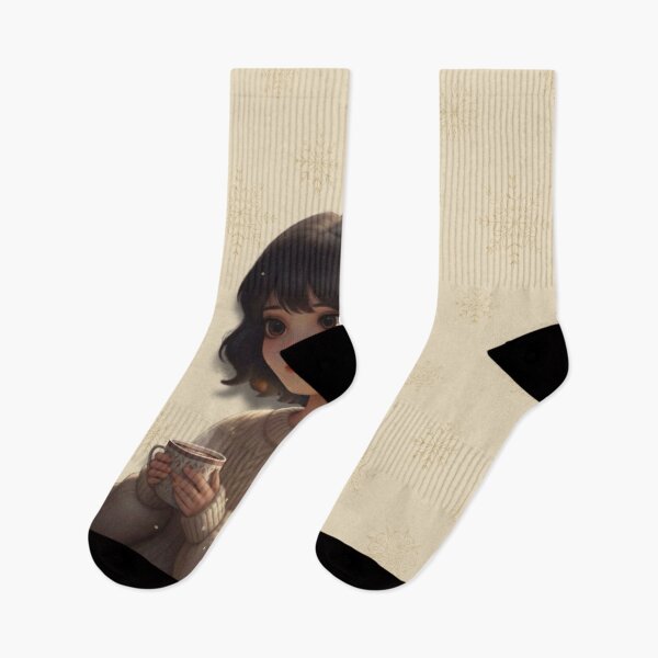 Item preview, Cozy Winter Vibes: Cute Girl with Hot Cocoa designed and sold by UmbraLace.