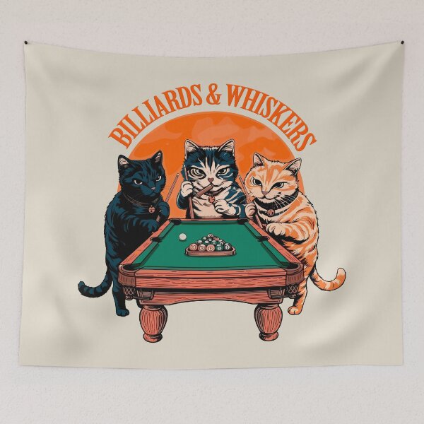 Item preview, Cats Playing Billiards, Fun Retro Design, Vintage designed and sold by OrenjiArtShop.